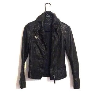 All Saints black genuine leather jacket US 2, UK 6
